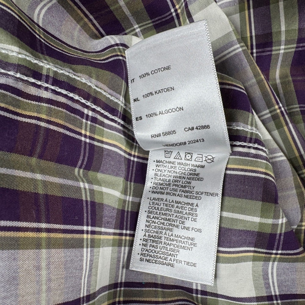 Oak Hill Button Down Shirt Big Mens 3XL Purple Plaid Wrinkle Free Cotton XXXL - Picture 8 of 13